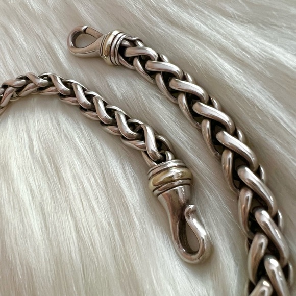 David Yurman wheat chain necklace w/ 14k yellow gold - Picture 3 of 10